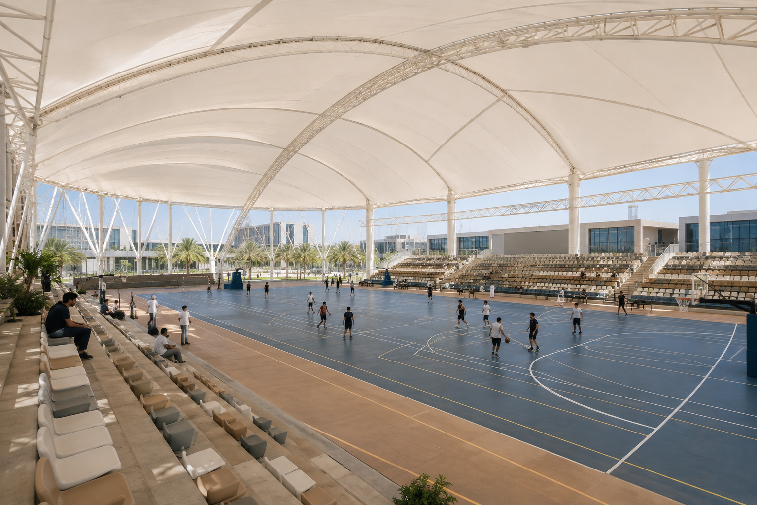 مظلات الملاعب والمنشآت الرياضية الجامعية